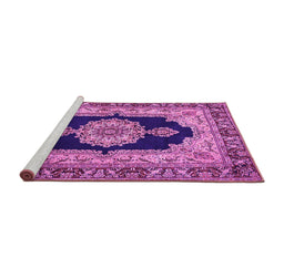 Sideview of Machine Washable Medallion Pink Traditional Rug, wshtr511pnk