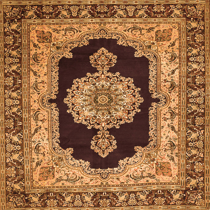 Serging Thickness of Medallion Orange Traditional Rug, tr511org