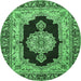 Round Medallion Emerald Green Traditional Rug, tr511emgrn