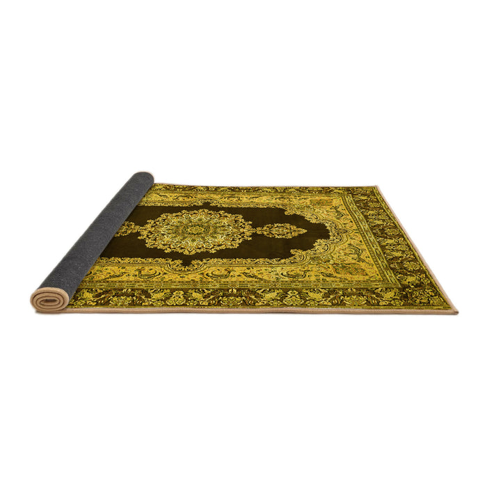 Sideview of Medallion Yellow Traditional Rug, tr511yw