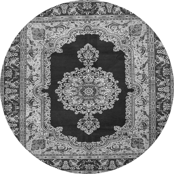 Machine Washable Medallion Gray Traditional Rug, wshtr511gry