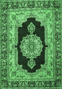 Medallion Emerald Green Traditional Rug, tr511emgrn