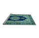 Sideview of Machine Washable Medallion Light Blue Traditional Rug, wshtr511lblu