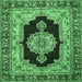 Square Medallion Emerald Green Traditional Rug, tr511emgrn