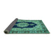 Sideview of Medallion Turquoise Traditional Rug, tr511turq