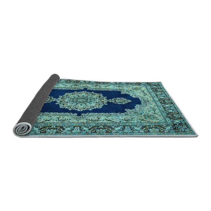 Sideview of Medallion Light Blue Traditional Rug, tr511lblu