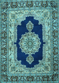 Medallion Light Blue Traditional Rug, tr511lblu