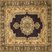 Square Machine Washable Medallion Brown Traditional Rug, wshtr511brn