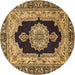 Round Medallion Brown Traditional Rug, tr511brn