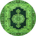 Machine Washable Medallion Green Traditional Area Rugs, wshtr511grn