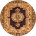 Square Medallion Orange Traditional Rug, tr511org