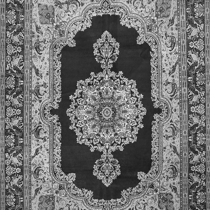 Serging Thickness of Machine Washable Medallion Gray Traditional Rug, wshtr511gry