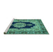 Sideview of Machine Washable Medallion Turquoise Traditional Area Rugs, wshtr511turq