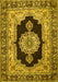 Machine Washable Medallion Yellow Traditional Rug, wshtr511yw
