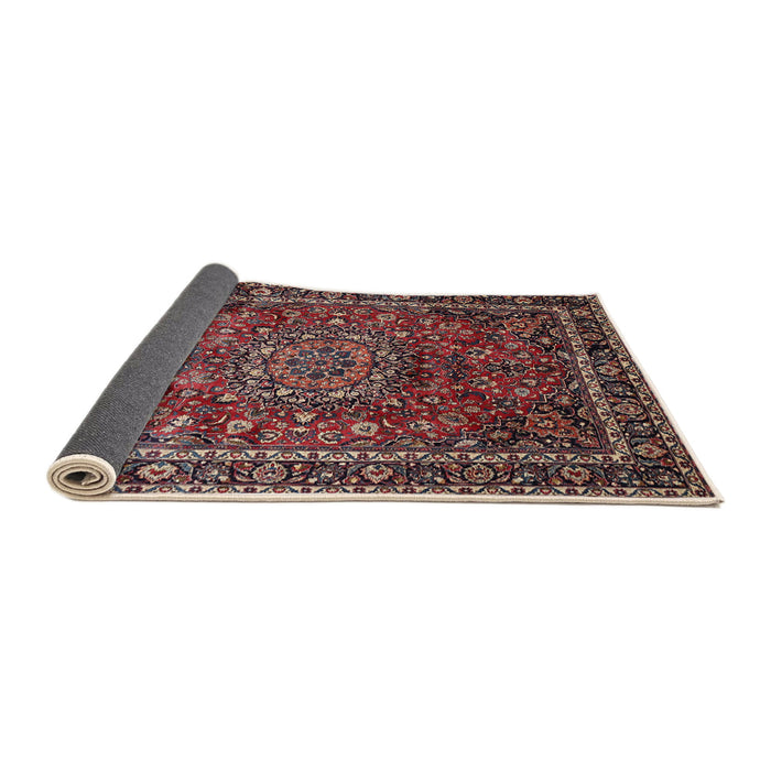 Sideview of Traditional Orange Salmon Pink Medallion Rug, tr512