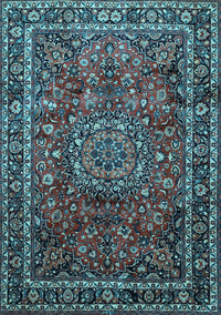 Medallion Light Blue Traditional Rug, tr512lblu