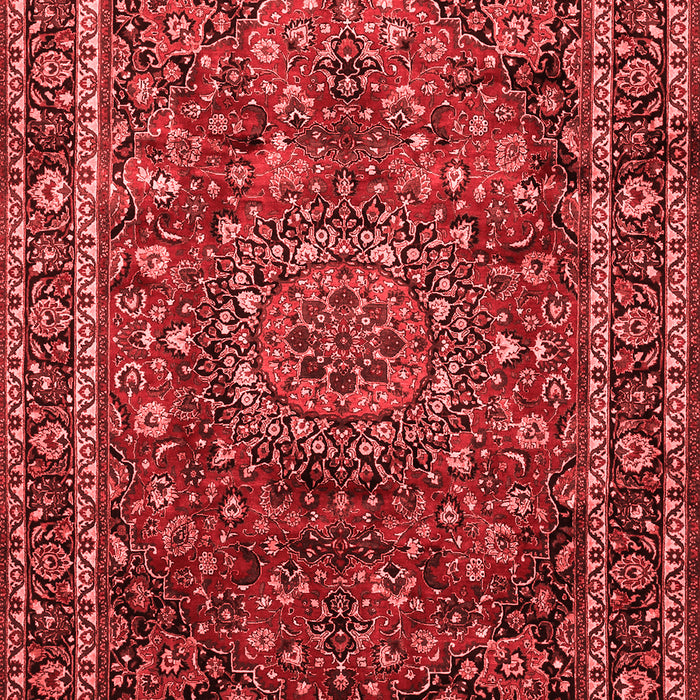 Machine Washable Medallion Red Traditional Rug, wshtr512red