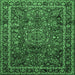 Square Medallion Emerald Green Traditional Rug, tr512emgrn