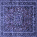 Square Medallion Blue Traditional Rug, tr512blu