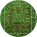 Square Medallion Green Traditional Rug, tr512grn