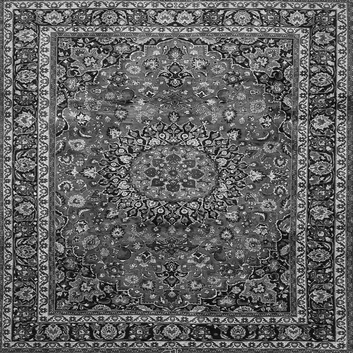 Round Machine Washable Medallion Gray Traditional Rug, wshtr512gry