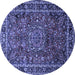 Round Medallion Blue Traditional Rug, tr512blu