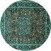 Round Medallion Turquoise Traditional Rug, tr512turq