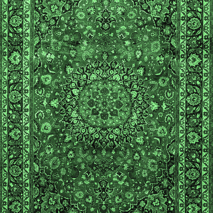 Machine Washable Medallion Emerald Green Traditional Area Rugs, wshtr512emgrn
