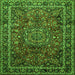 Round Machine Washable Medallion Green Traditional Area Rugs, wshtr512grn