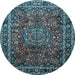 Round Medallion Light Blue Traditional Rug, tr512lblu