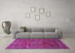 Machine Washable Medallion Pink Traditional Rug in a Living Room, wshtr512pnk