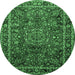 Round Machine Washable Medallion Emerald Green Traditional Area Rugs, wshtr512emgrn