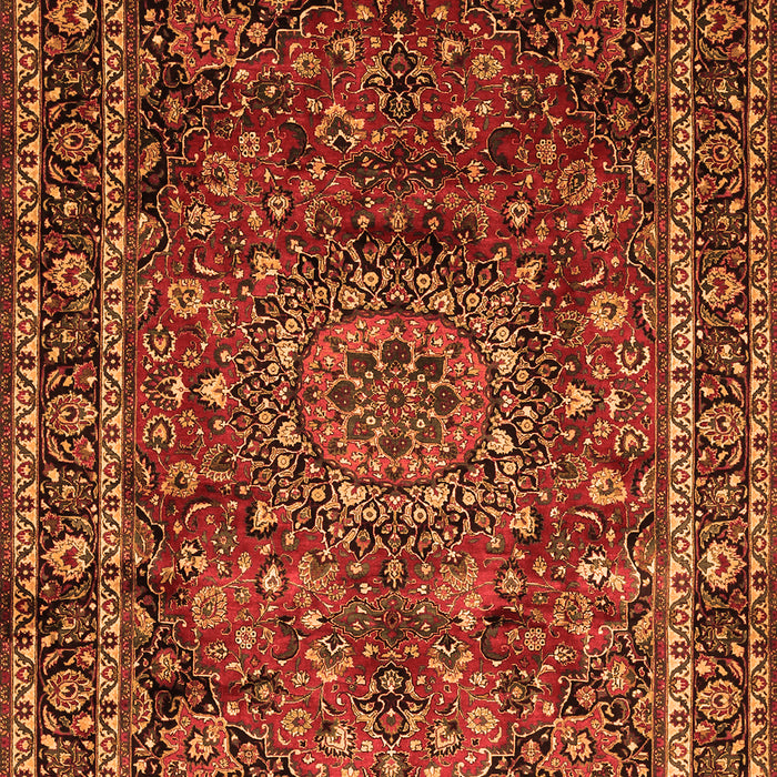 Serging Thickness of Machine Washable Medallion Orange Traditional Area Rugs, wshtr512org