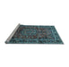 Sideview of Machine Washable Medallion Light Blue Traditional Rug, wshtr512lblu