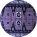 Round Persian Blue Traditional Rug, tr513blu