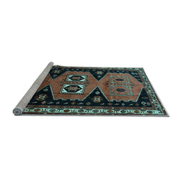 Sideview of Machine Washable Persian Light Blue Traditional Rug, wshtr513lblu
