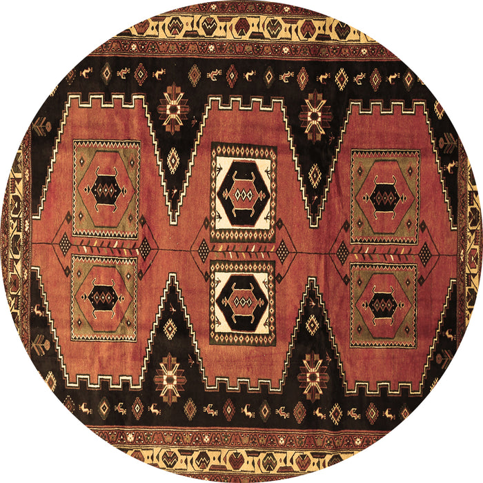 Round Persian Brown Traditional Rug, tr513brn