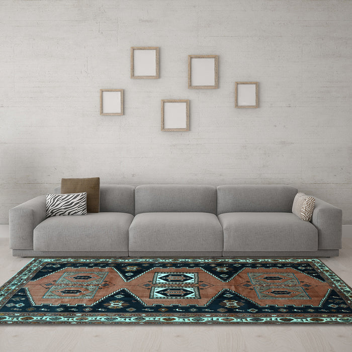 Machine Washable Persian Light Blue Traditional Rug in a Living Room, wshtr513lblu