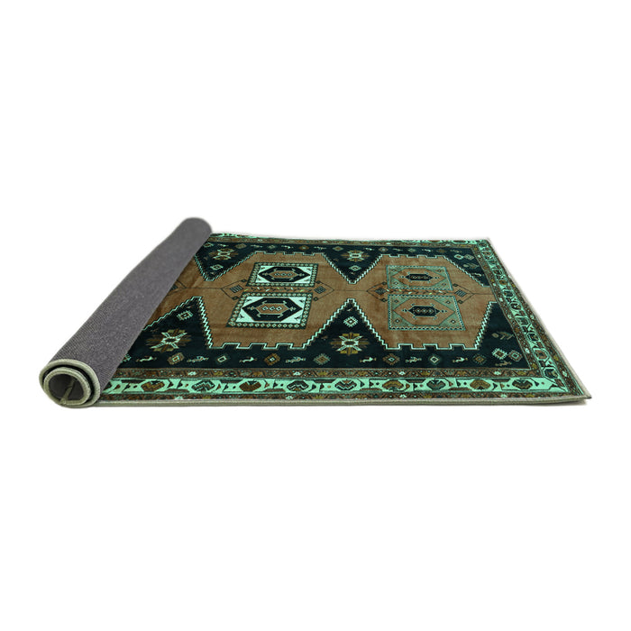 Sideview of Persian Turquoise Traditional Rug, tr513turq