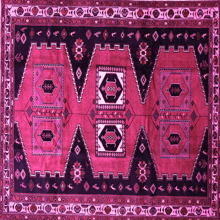 Square Machine Washable Persian Pink Traditional Rug, wshtr513pnk