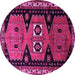 Round Machine Washable Persian Pink Traditional Rug, wshtr513pnk