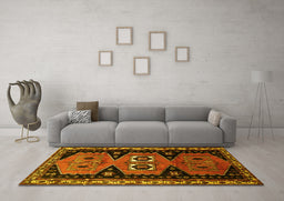 Machine Washable Persian Yellow Traditional Rug in a Living Room, wshtr513yw