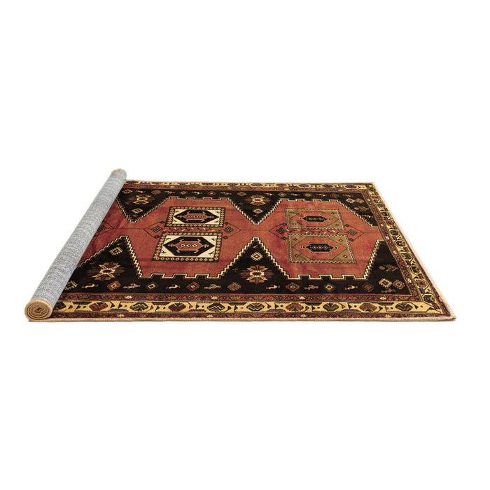 Sideview of Machine Washable Persian Brown Traditional Rug, wshtr513brn