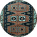 Round Persian Light Blue Traditional Rug, tr513lblu