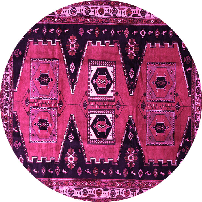 Round Persian Pink Traditional Rug, tr513pnk