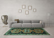 Machine Washable Persian Turquoise Traditional Area Rugs in a Living Room,, wshtr513turq