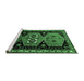 Sideview of Machine Washable Persian Emerald Green Traditional Area Rugs, wshtr513emgrn