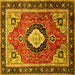 Square Machine Washable Medallion Yellow Traditional Rug, wshtr514yw