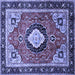 Square Medallion Blue Traditional Rug, tr514blu