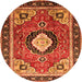 Machine Washable Medallion Orange Traditional Area Rugs, wshtr514org